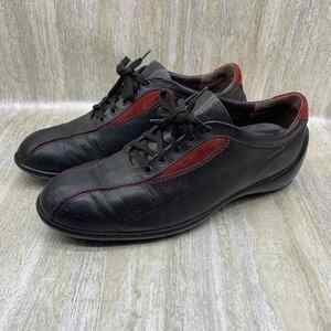 TODS Oxford Driving Shoes Black Red Leather Lace Up Sneakers Womens 37,‎ US 7